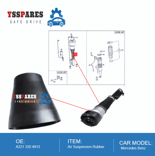 YSSPARES Air Suspension Rubber For Mercedes W221 Front Air Suspension shock OEM A2213204913 - Air Suspension Items For Pas...